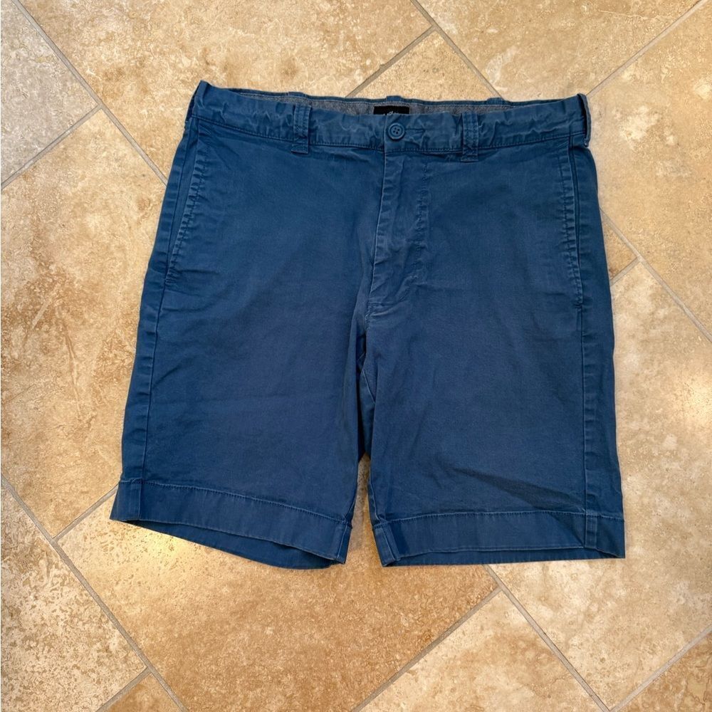 J. Crew Navy Flat-Front Chino Shorts